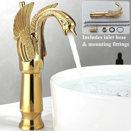 Gold swan bathroom sink taps - gold,