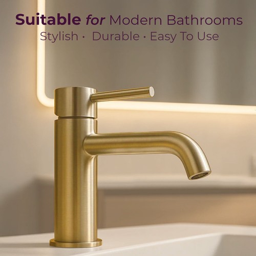Gold bathroom sink tap - bathroom,