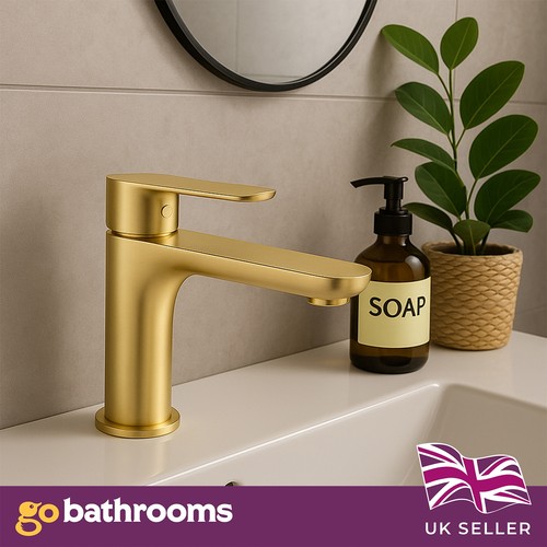 Gold bathroom basin mixer - basin, tap