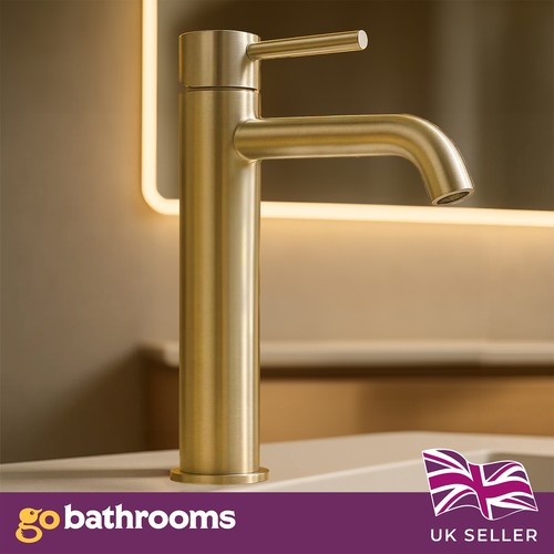 Gold bathroom sink tap tall - gold,
